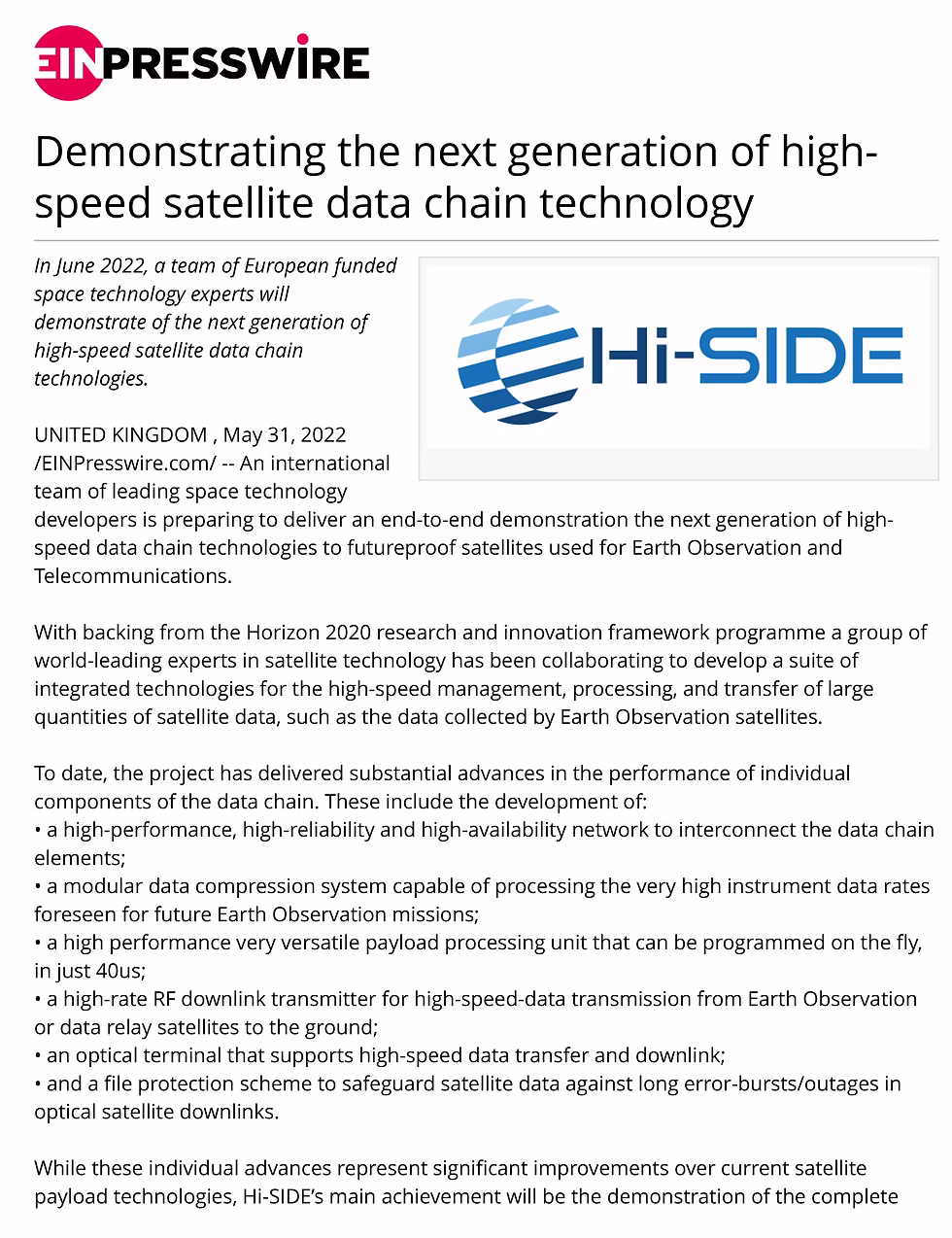 Hi-SIDE demonstration is almost here!